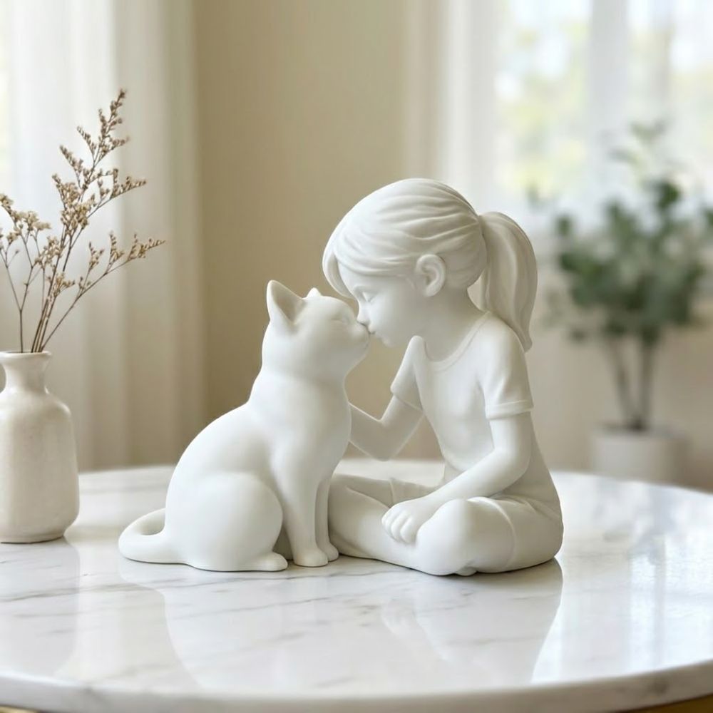 3D 프린팅된 소녀와 고양이 조각상 독특한 플라스틱 소 - 3D Printing Mockup 리뷰 및 가격